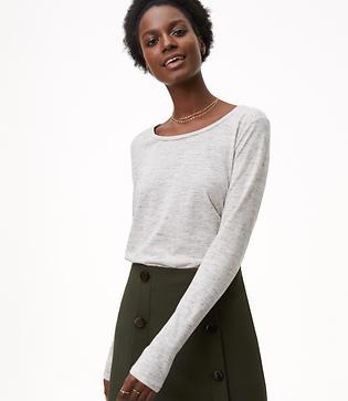 Loft Shimmer Stripe Long Sleeve Tee