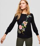 Loft Floral Embroidered Blouson Sweater