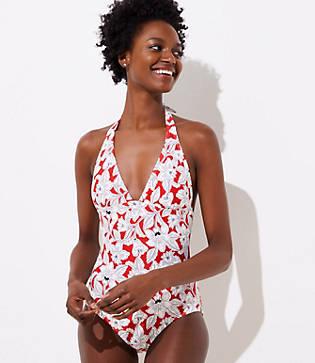 Loft Beach Orchid V-neck One Piece Swimsuit