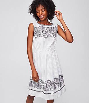 Loft Embroidered Stripe Midi Dress