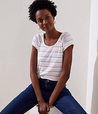 Loft Stripe Ribbed Raglan Tee
