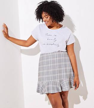 Loft Plus Plaid Ruffle Skirt