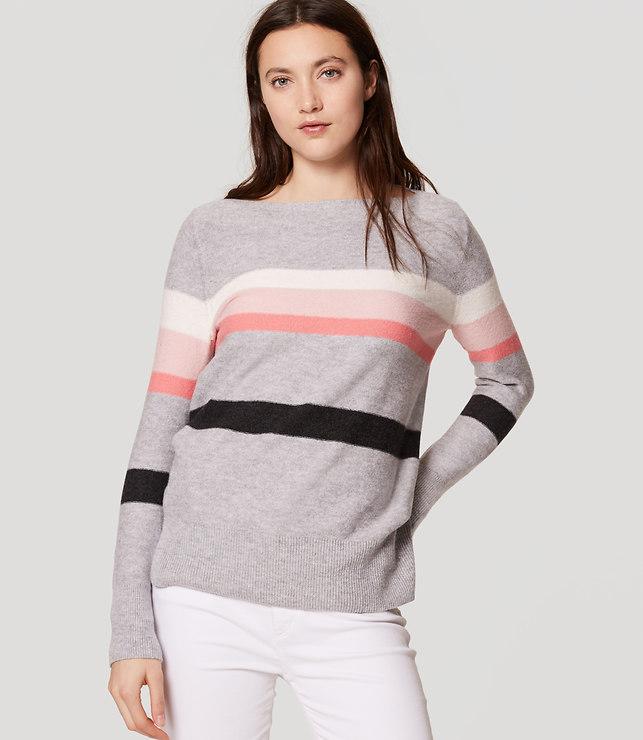 Loft Striped Boatneck Tunic Sweater