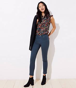 Loft Modern Double Frayed Skinny Jeans