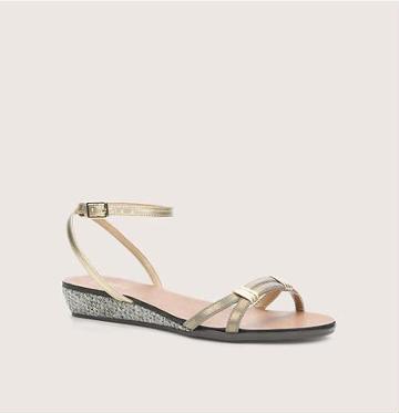 LOFT Metallic Strappy Mini Wedge Sandals, Gold