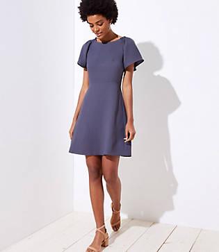 Loft Smocked Flare Sleeve Dress