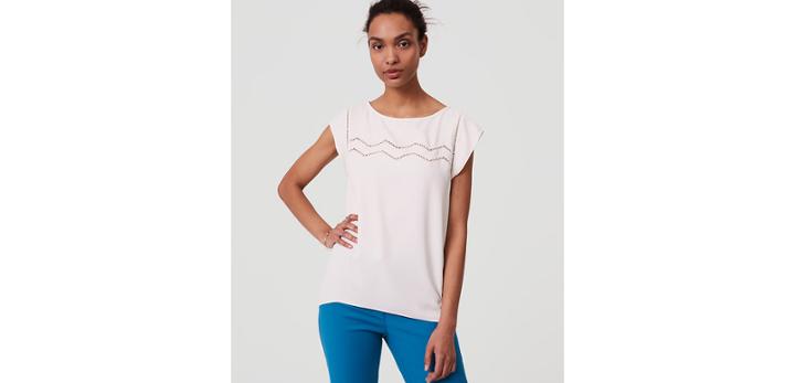 Loft Zig Zag Mixed Media Top