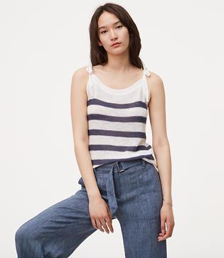 Loft Striped Tie Sweater Cami