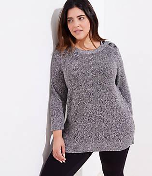 Loft Plus Marled Shoulder Button Sweater