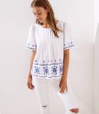 Loft Embroidered Pintucked Top