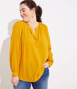 Loft Plus Cutout Clip Dot Blouse