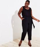 Loft Tie Waist Mixed Media Jumpsuit