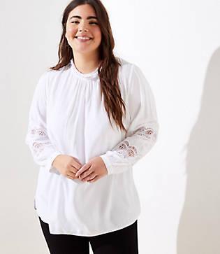 Loft Plus Lacy Ruffle Neck Blouse