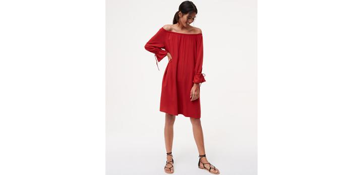 Loft Tie Cuff Off The Shoulder Dress