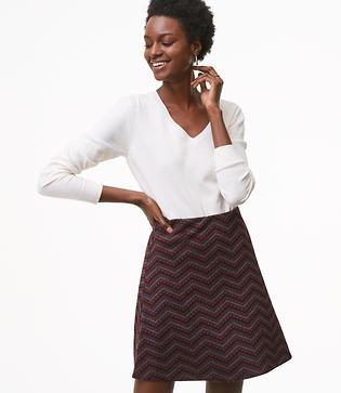 Loft Dot Chevron Flippy Skirt