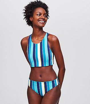 Loft Beach Striped Reversible Racerback Bikini Top