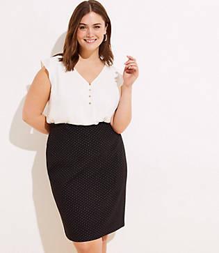 Loft Plus Dotted Knit Pull On Pencil Skirt