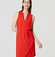 Loft Sleeveless Tie Waist Shirtdress