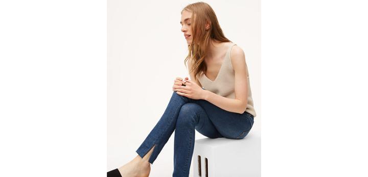 Loft Modern Slit Fresh Cut Skinny Jeans In Vivid Dark Indigo Wash