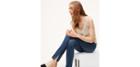Loft Modern Slit Fresh Cut Skinny Jeans In Vivid Dark Indigo Wash