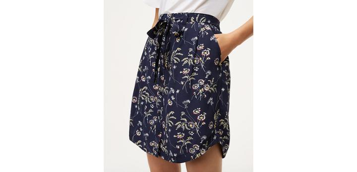 Loft Daisy Tie Waist Button Skirt