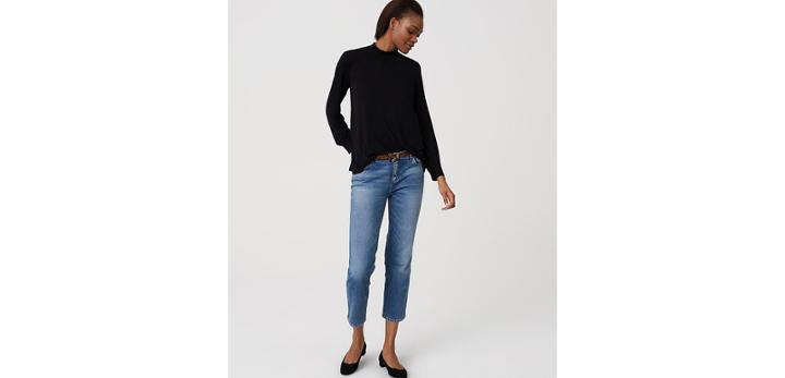 Loft Straight Crop Jeans In Vintage Mid Indigo Wash