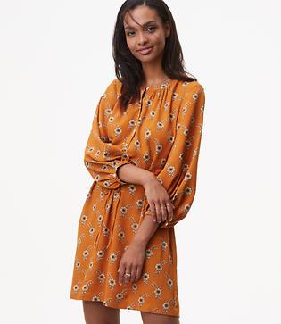 Loft Flowery Blouson Shirtdress