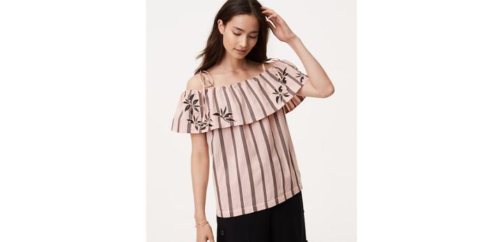 Loft Orchid Stripe Off The Shoulder Top