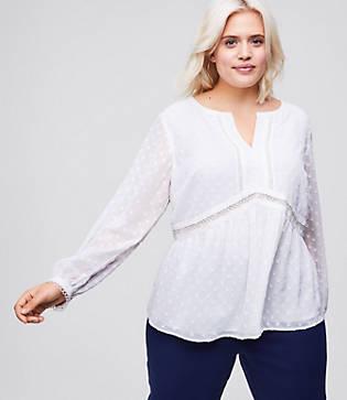 Loft Plus Lace Dot Peplum Blouse