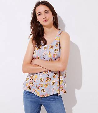 Loft Floral Flounce Tank Top