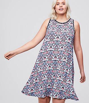 Loft Plus Kaleidoscope Sleeveless Swing Dress