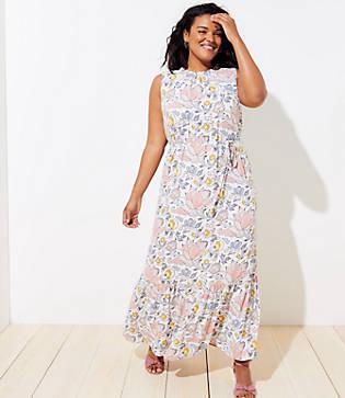 Loft Plus Blossom Ruffle Maxi Dress