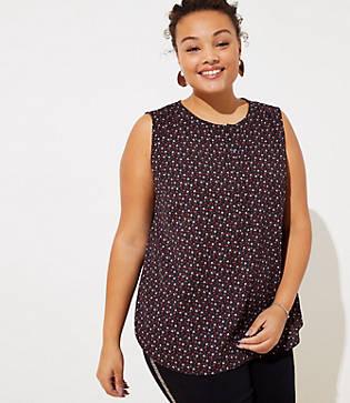 Loft Plus Floral Dot Refined Henley Shell