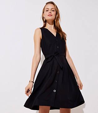 Loft Button Down Pocket Flare Dress