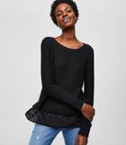 Loft Eyelet Hem Mixed Media Sweater