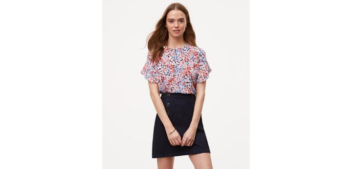 Loft Floral Petal Sleeve Clean Tee