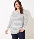 Loft Plus Striped Luxe Knit Shirttail Tunic Sweater