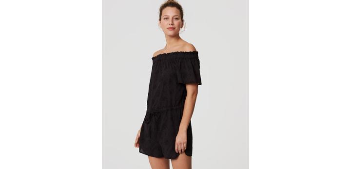 Loft Beach Eyelet Off The Shoulder Romper