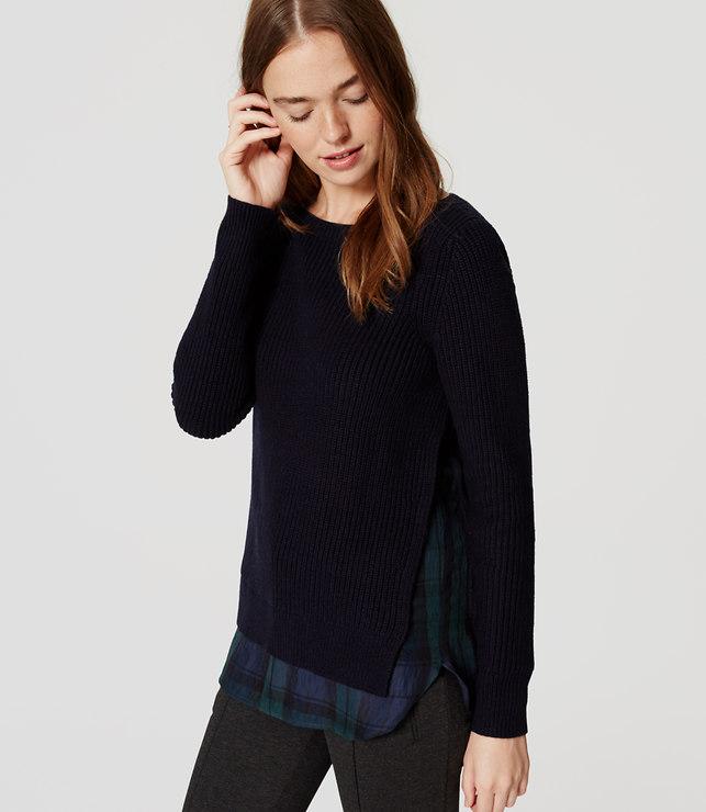 Loft Plaid Ribbed Two-in-one Sweater