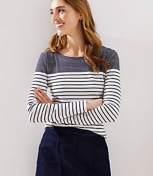 Loft Maritime Stripe Long Sleeve Shirttail Tee