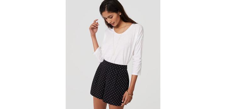Loft Polka Dot Pleated Shorts