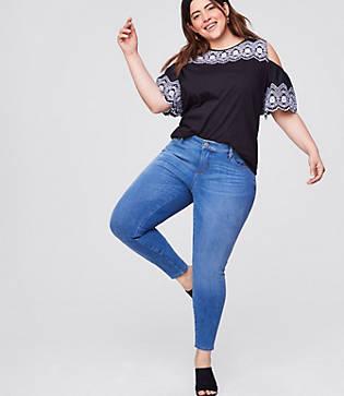 Loft Plus Denim Performance Leggings In Staple Mid Indigo Wash