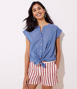 Loft Chambray Dolman Cap Sleeve Shirt