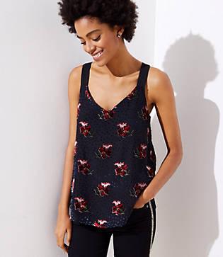 Loft Floral Velvet Burnout Wide Strap Cami