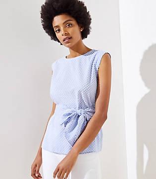 Loft Swiss Dot Wrap Waist Top