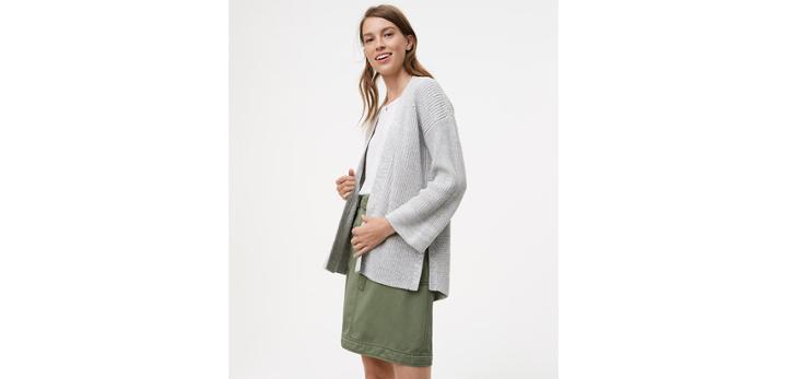 Loft Ribbed Swing Open Cardigan