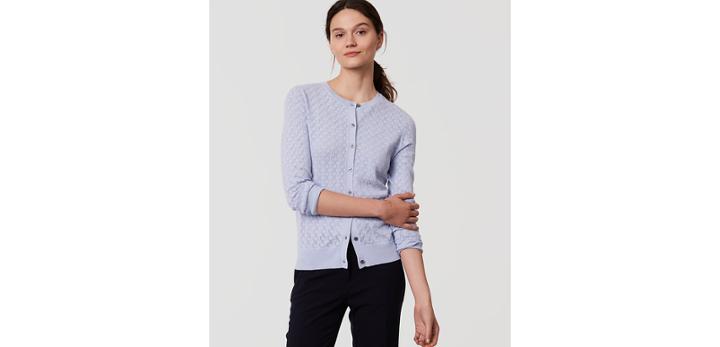 Loft Pointelle Signature Cardigan