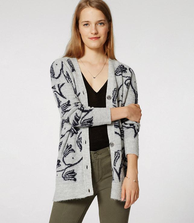 Loft Floral Jacquard Cardigan