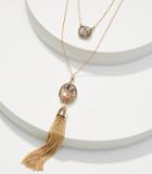 Loft Pave Stone Tassel Layering Necklace Set