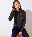 Loft Striped Ribbed Turtleneck Top